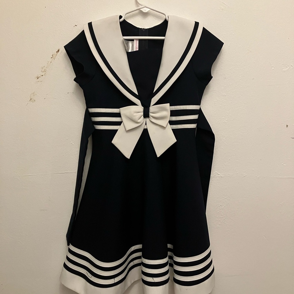 Bonnie Jean Navy and White Formal Dress
